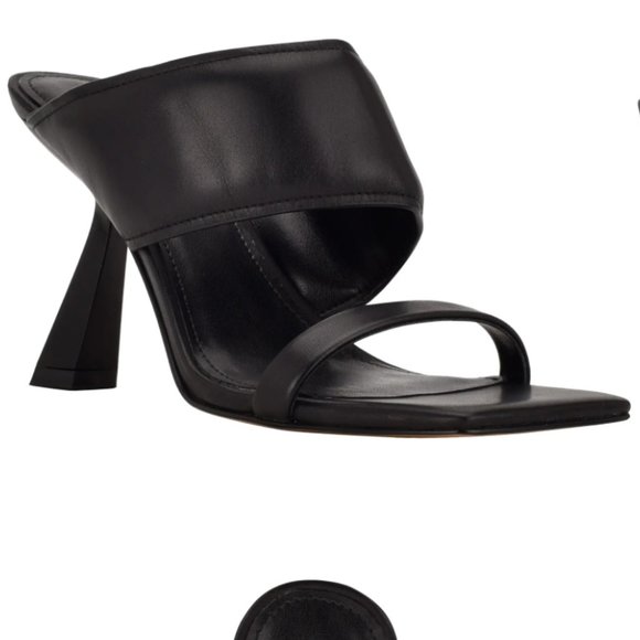 Marc Fisher Shoes - Size 9M - MARC FISHER LTD - Deann Leather Sandal Black High Heel Slide NEW